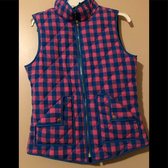 Boutique blue/pink Gingham Vest Quilted Medium - Picture 1 of 3